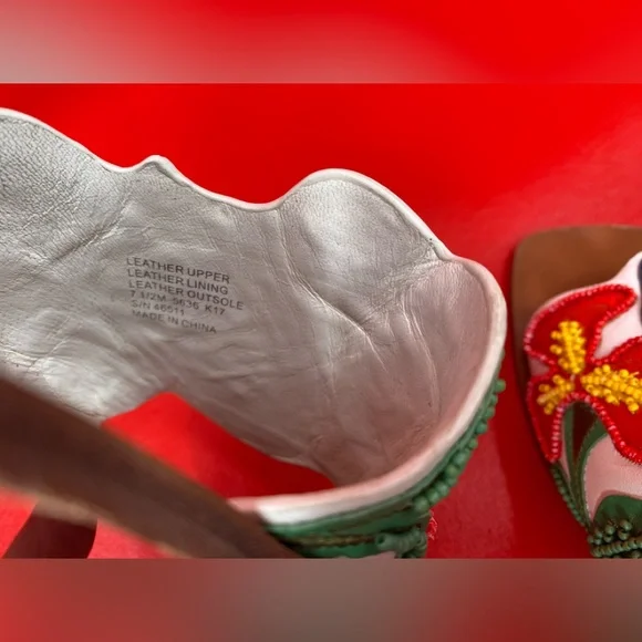 Tory Burch Bianca floral beaded flat sandals size 7 1/2 - Picture 13 of 14